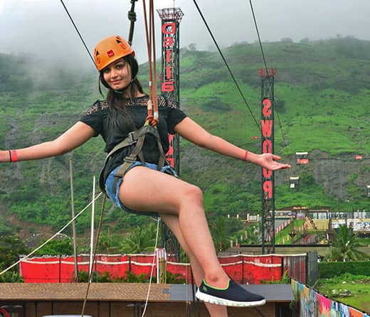 Perform India's Longest Flying Fox at Della Adventure Park